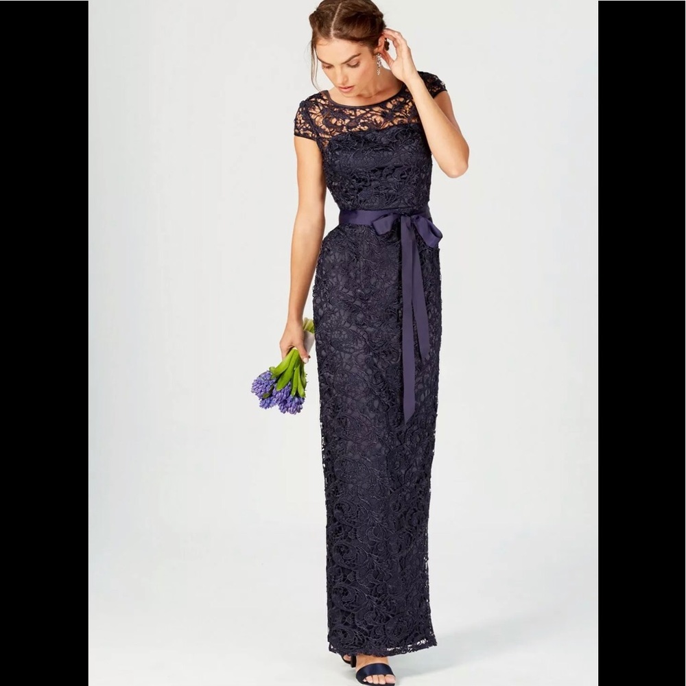 Adriana Papell floral lace gown